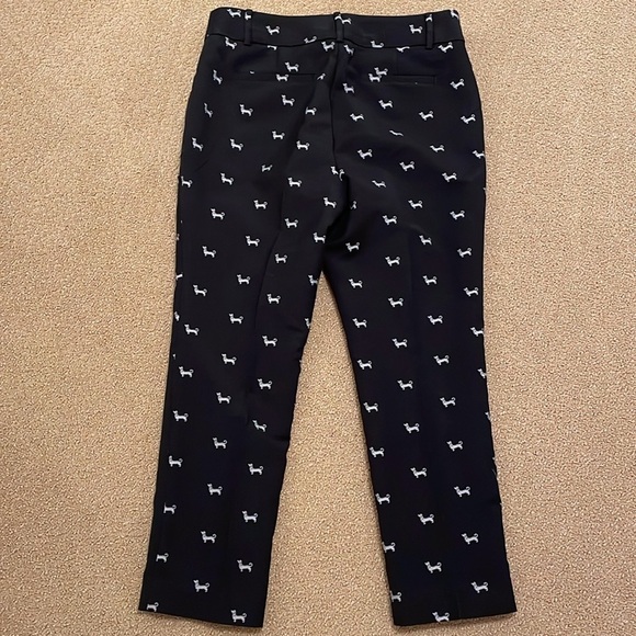 Loft Ankle Pants Women 8 Petite Black Gray Marisa Fit Pockets Poodle Dog Pattern - Picture 5 of 11